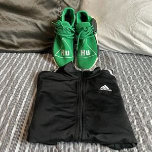 ADIDAS HUMAN RACES SIZE 9 + ADIDAS TRACK JACKET SMALL